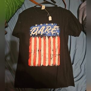 Vintage Black D.A.R.E. Not To Do Drugs Graphic T-Shirt Mens Small *has Flaw*